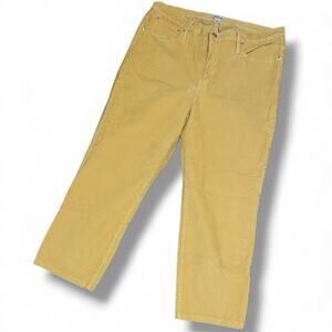 J Crew Cropped Corduroy Pants Size 33 Yellow Gold Straight Leg Flat Front